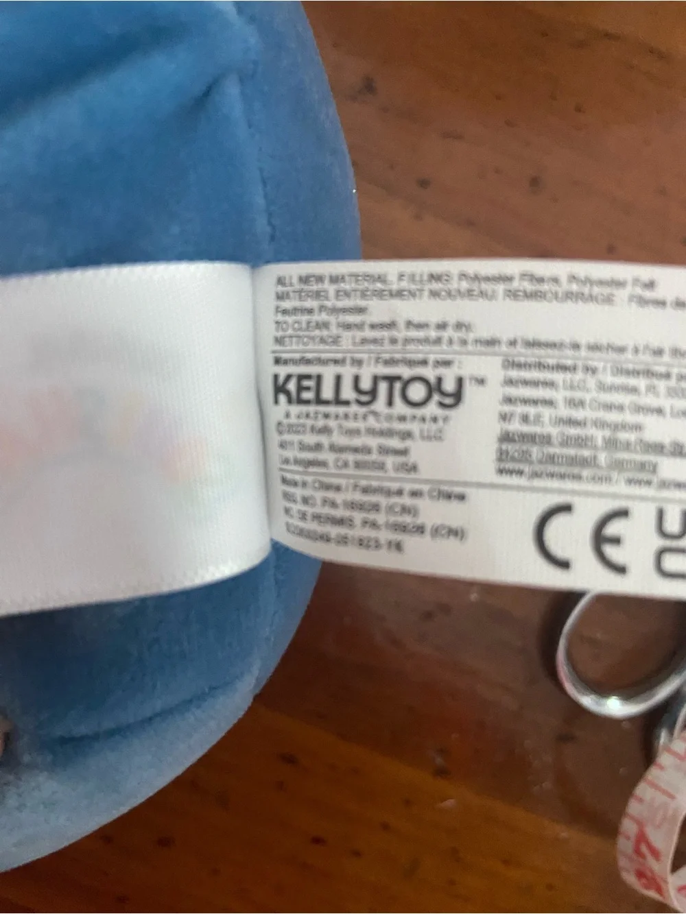 Disney Squishmallow Blue Stitch Plush with Red Santa Hat and Scarf